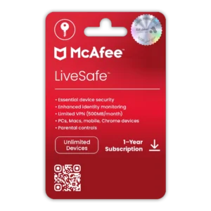 McAfee LiveSafe - لعدد غير محدود من الأجهزة لمدة سنة